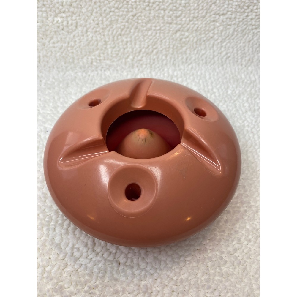 Vintage Ashtray Round Retro Orange‎ Brown Mid Century Unique Design smokeless